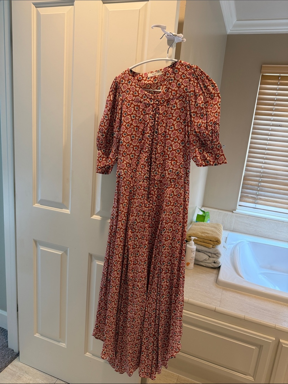 Dôen Floral Maxi Dress in Rust and Pink size XS